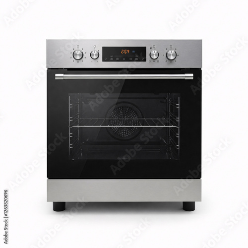 Modern electric oven isolated on white background. 3d render image  front view