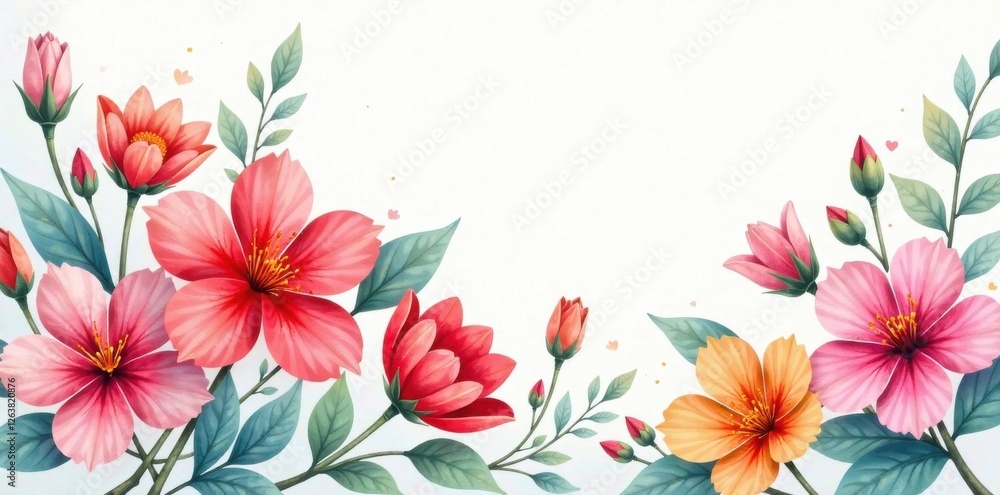 Fototapeta premium Colorful flower bouquet in watercolor style with soft brushstrokes, bloom, watercolor, colorful