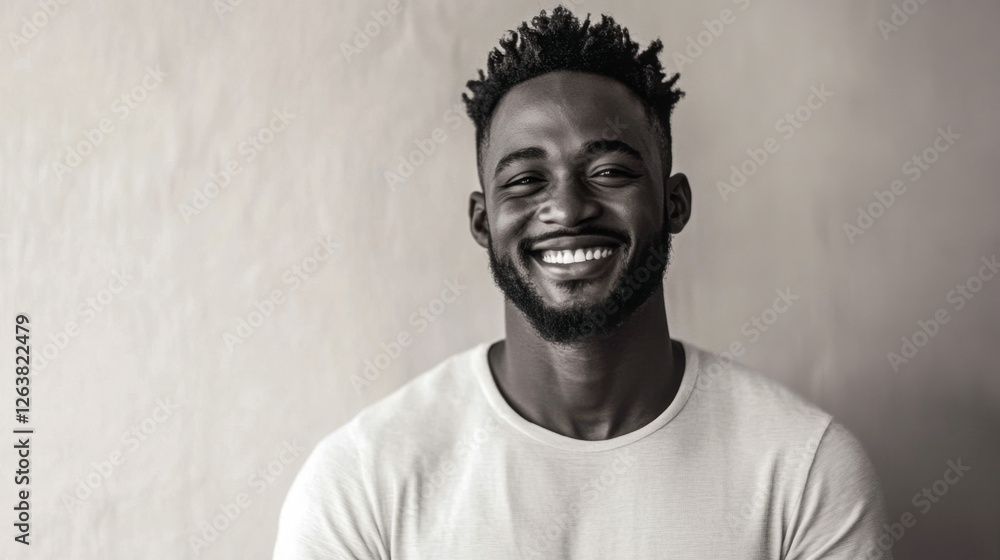 Smiling African man portrait in a bright, warm background Smiling African man portrait in a bright, warm background