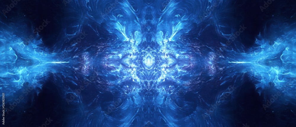 Fototapeta premium Abstract blue energy field, fractal flame background, vibrant and dynamic digital art Perfect for science fiction, fantasy, or technology projects