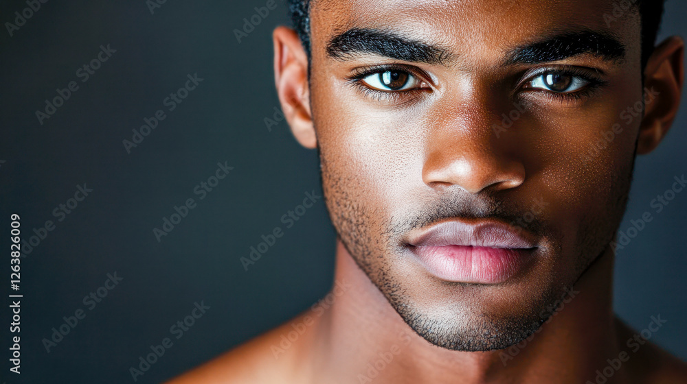 Intimate Portrait of Young African Man with Warm Brown Eyes