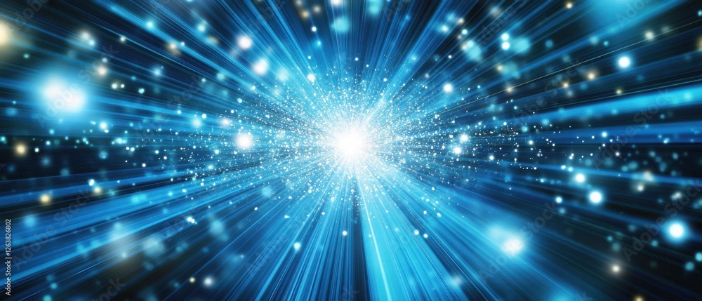 Fototapeta premium Abstract blue light speed motion background with glowing particles and streaks Futuristic technology, energy, and innovation concept Perfect for digital art, scifi, and modern design projects