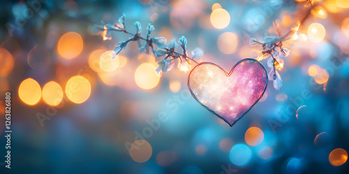 Heart Bokeh with a Radiant Glow and Pink Hues photo