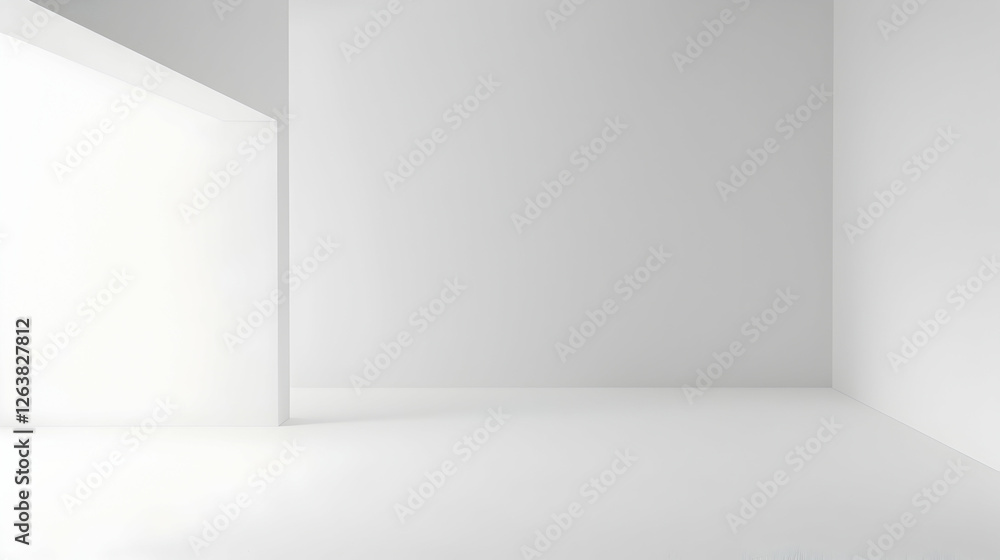 Fototapeta premium Minimalist interior space with bright white walls and soft lighting, ideal for creative projects