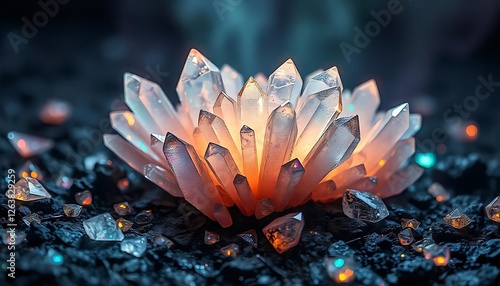 Iridescent crystal formations in a mystical cave nature's hidden wonders