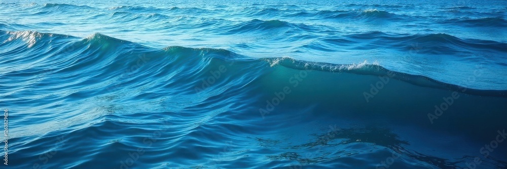 Dark blue ocean surface with waves gently rolling over it, sunlight filtering through the water , underwater, green Dark blue ocean surface with waves gently rolling over it, sunlight filtering through the water , underwater, green