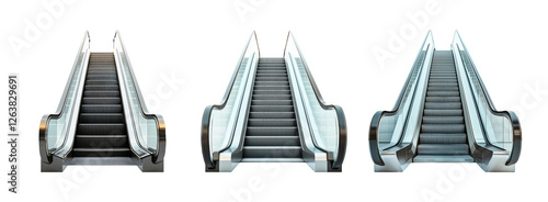 Modern Escalators on Transparent Background