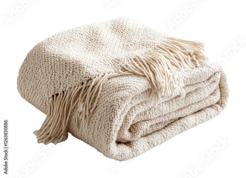 Cozy Knitted Blanket on Transparent Background