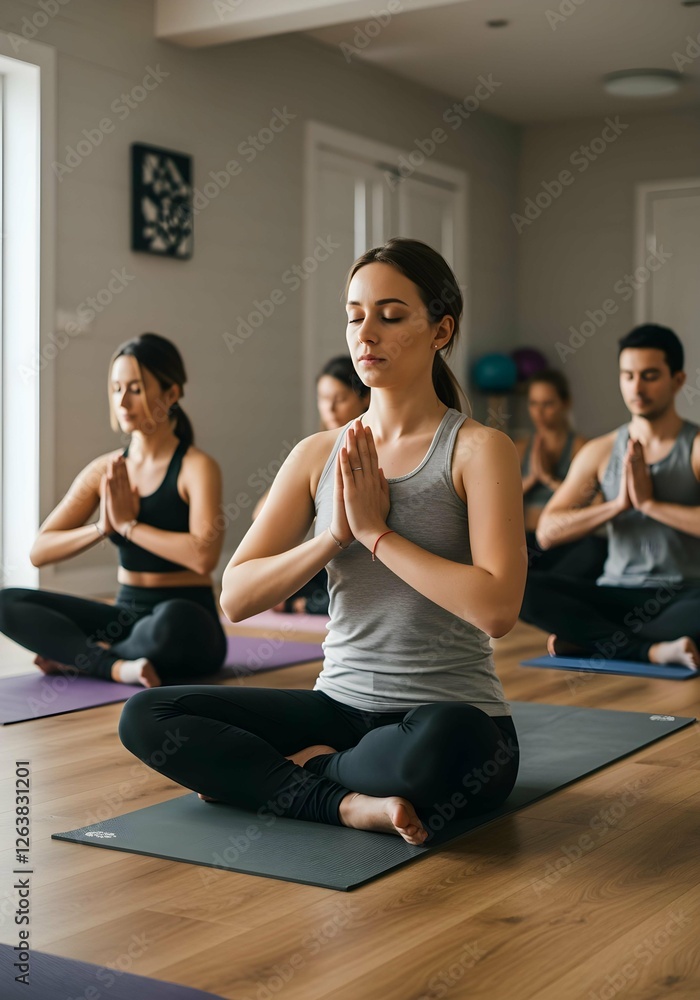 Yoga Class with Participants Practicing Meditation Yoga Class with Participants Practicing Meditation
