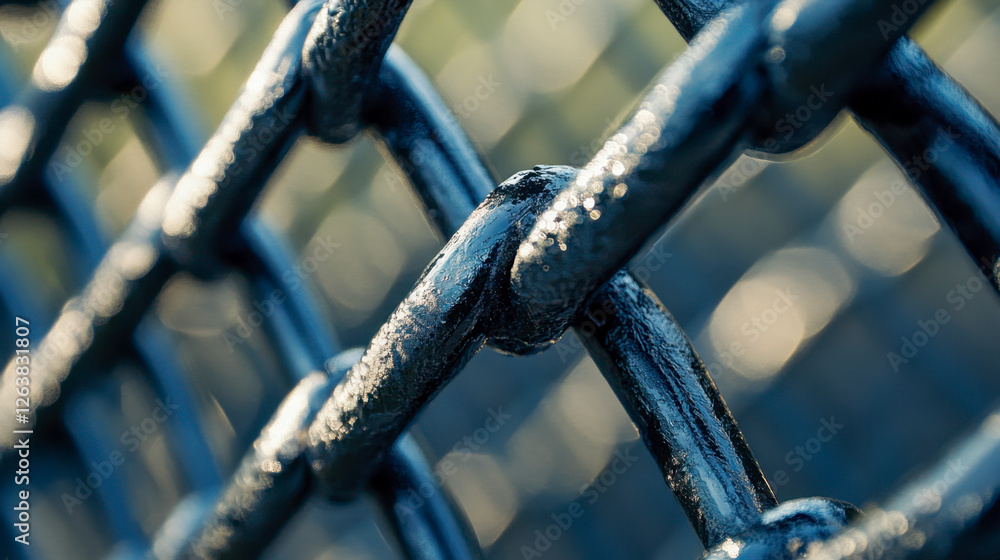 Intricate Metal Chain Link Closeup with Bokeh Lighting Intricate Metal Chain Link Closeup with Bokeh Lighting