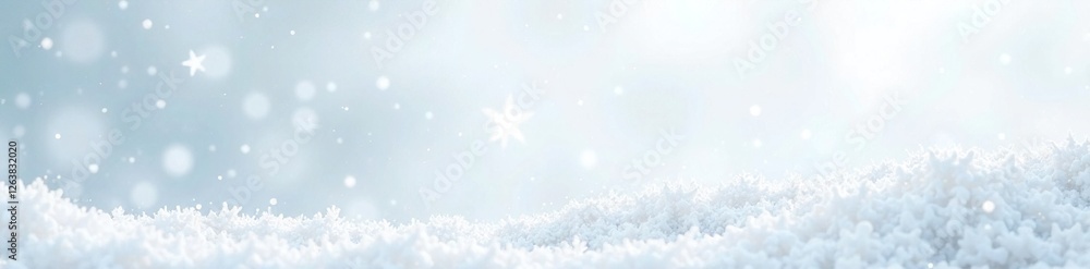 Pristine white background with scattered snowflakes and frosty details, frosty, peaceful ambiance, calm