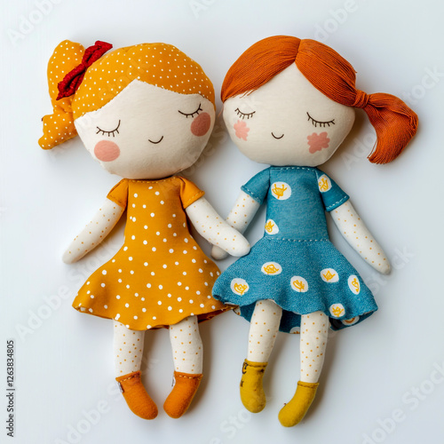 Soft and plush dolls designed for safe and imaginative storytelling isolated on white background photo