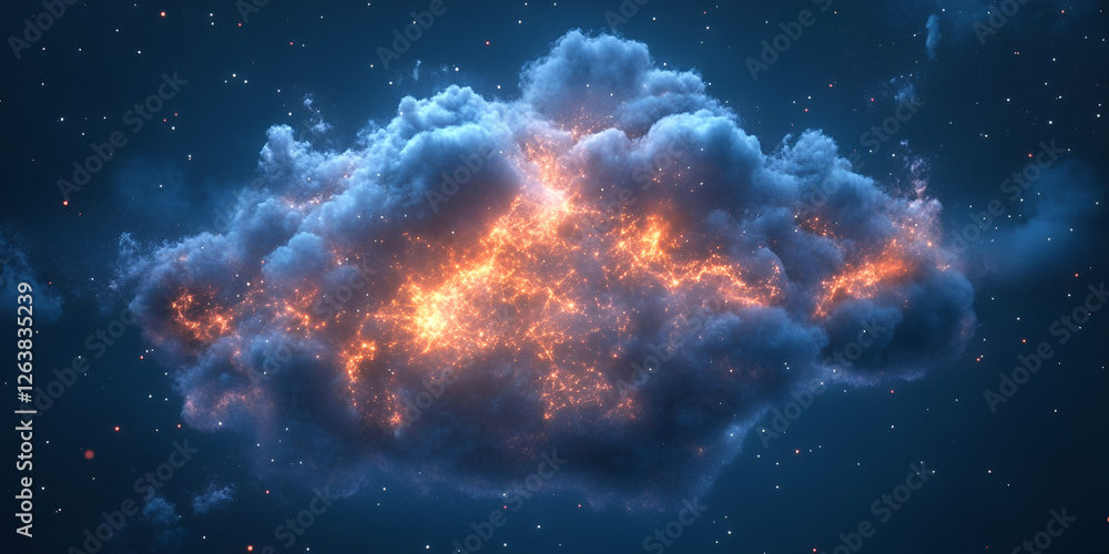 Obraz premium Cloud Network Glowing with Interconnected Data