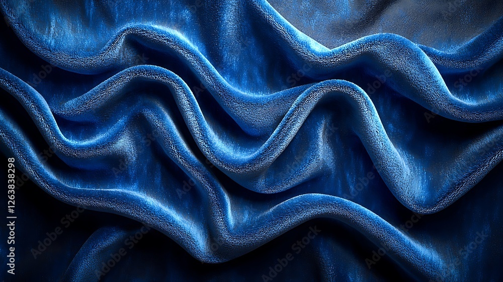Obraz premium Blue silk fabric waves, draped texture, elegant background, design