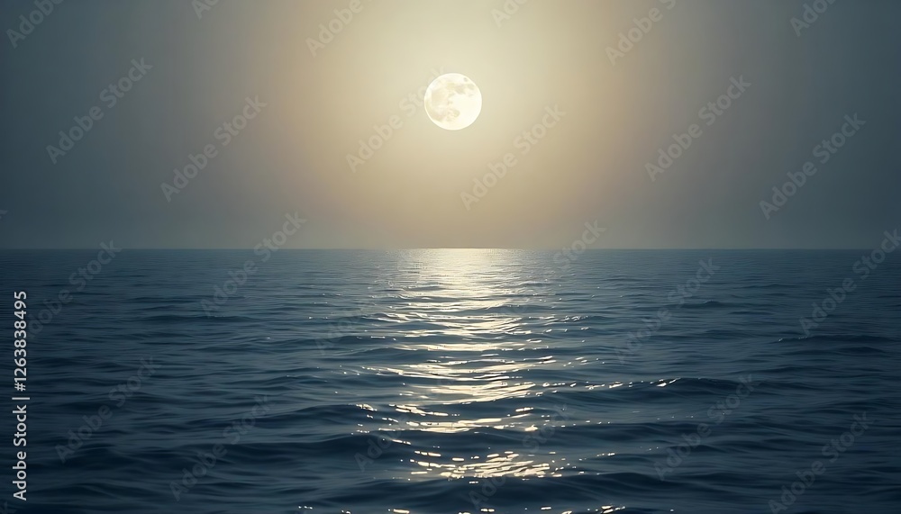 Ethereal full moon over calm ocean serene landscape photography tranquil seascape nighttime serenity Ethereal full moon over calm ocean serene landscape photography tranquil seascape nighttime serenity