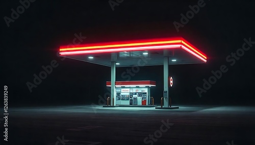 Lonely night at an abandoned gas station remote location photography dark environment atmospheric concept