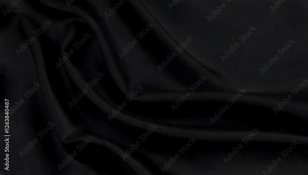 Obraz premium Creating elegance black silk fabric fashion show textile showcase studio close-up gentle folds