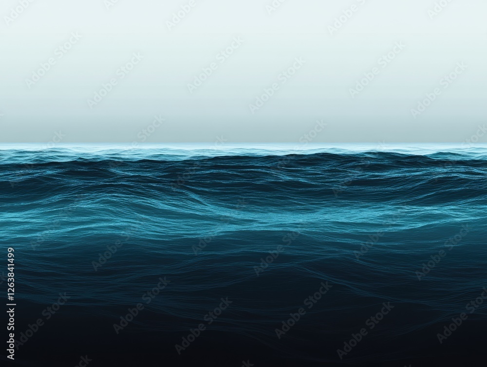 Calm ocean waves, tranquil seascape, horizon view, background for travel brochure Calm ocean waves, tranquil seascape, horizon view, background for travel brochure