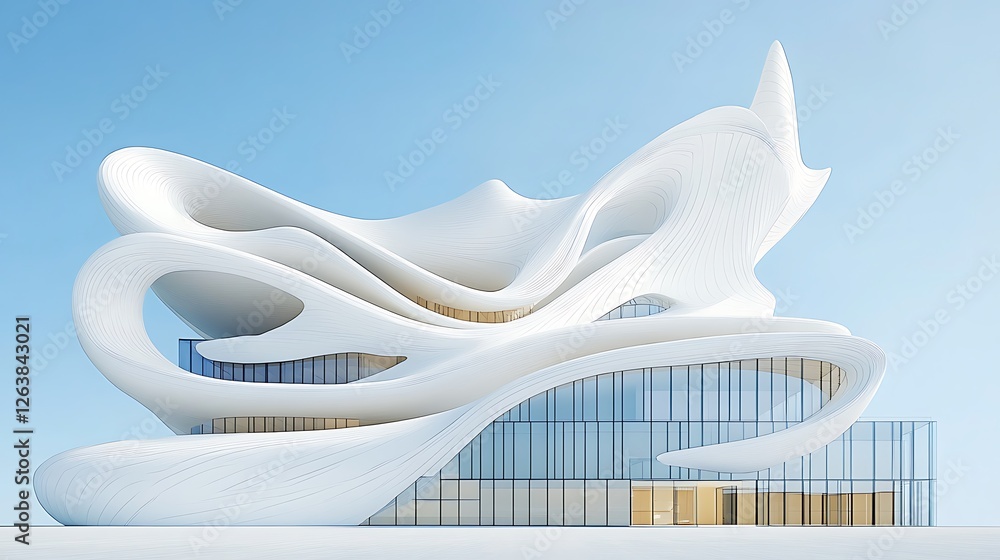Fluid Architectural Design: 3D Render of a Modern Building AI Generated Fluid Architectural Design: 3D Render of a Modern Building AI Generated
