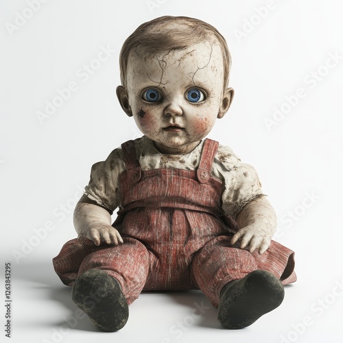 A sinister, cursed Victorian doll – outstanding for Halloween, horror, and frightening tales, generative AI photo