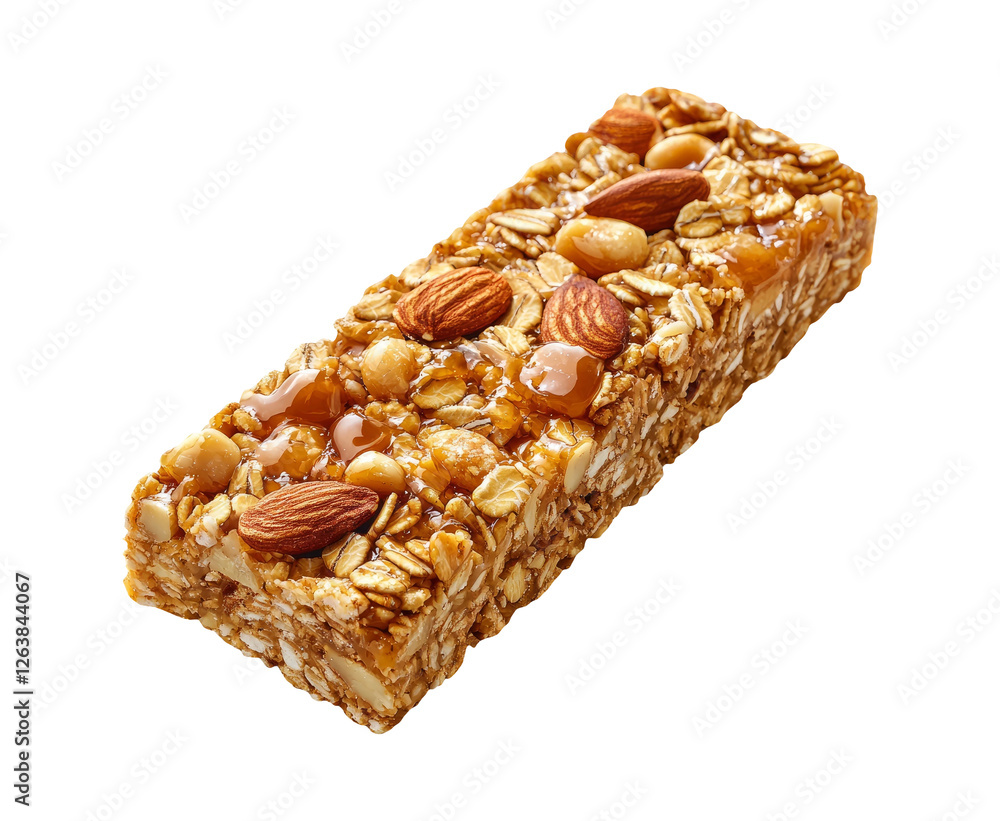 Granola Bar featuring oats, almonds Isolated on Transparent Background Granola Bar featuring oats, almonds Isolated on Transparent Background