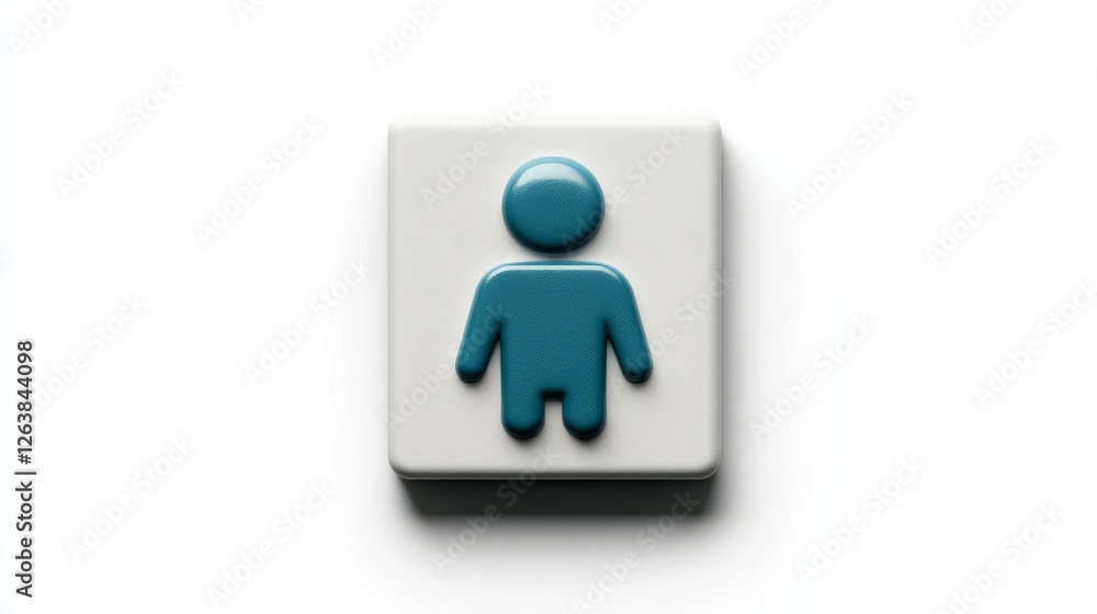 Minimalistic 3D icon of a blue person symbol on a square button, representing user identity, digital presence, and online interaction in virtual environments Minimalistic 3D icon of a blue person symbol on a square button, representing user identity, digital presence, and online interaction in virtual environments