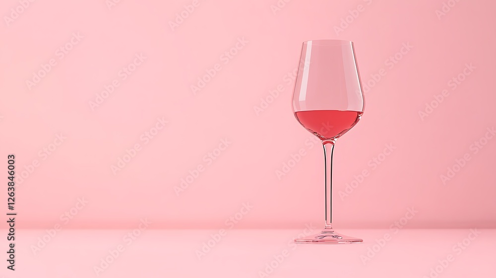 Pink Ros� Wine Glass 3D Render AI Generated Pink Ros� Wine Glass 3D Render AI Generated