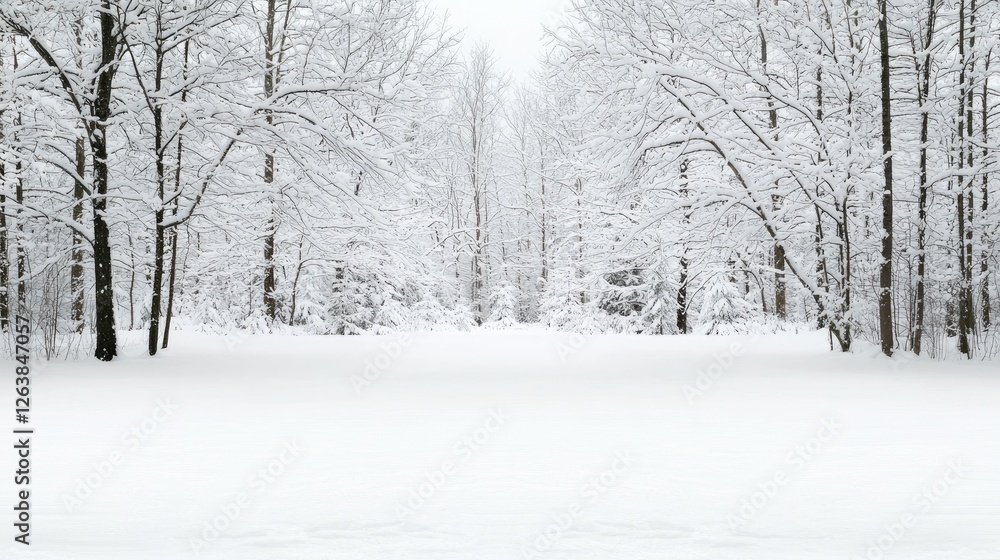 Snowy winter forest path, tranquil scene, background for winter wonderland, holiday card Snowy winter forest path, tranquil scene, background for winter wonderland, holiday card