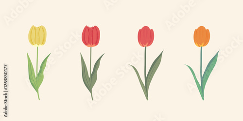 Wallpaper Mural シンプルで繊細かつおしゃれなチューリップのベクターイラスト Torontodigital.ca