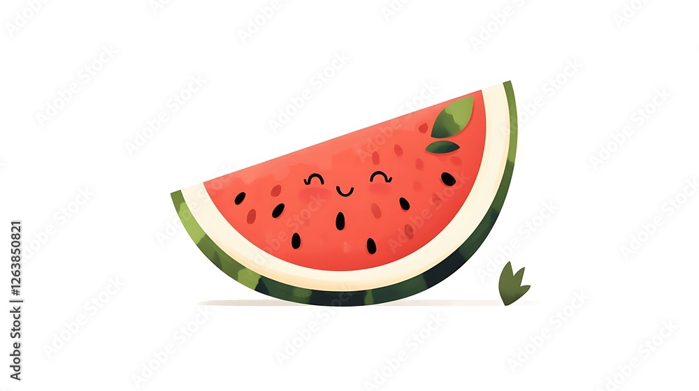 Adorable Cartoon Watermelon Slice: A Summertime Digital Illustration AI Generated Adorable Cartoon Watermelon Slice: A Summertime Digital Illustration AI Generated