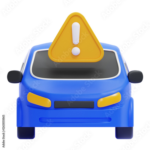 Bilde på lerret PNG 3D car trouble illustration isolated on a white background