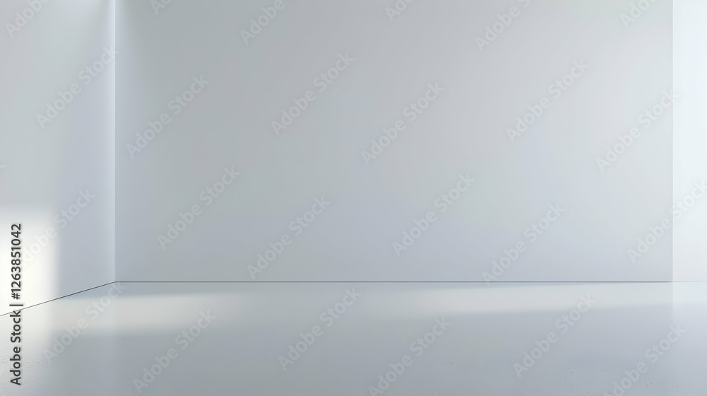 Spacious, minimalistic interior of a bright room with white walls and floor, ideal for presentations Spacious, minimalistic interior of a bright room with white walls and floor, ideal for presentations