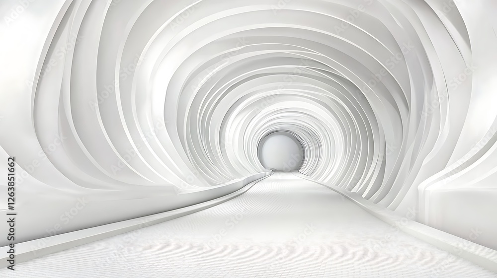 Abstract White Tunnel: A 3D Render of a Swirling Architectural Space AI Generated Abstract White Tunnel: A 3D Render of a Swirling Architectural Space AI Generated