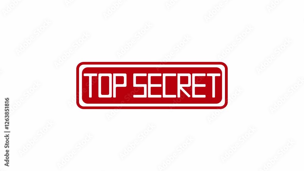 Red rubber stamp with top secret text animation on transparent background for security and confidentiality, red top secret stamp animation. Red rubber stamp with top secret text animation on transparent background for security and confidentiality, red top secret stamp animation.
