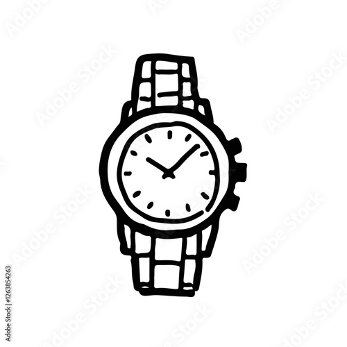 紳士用の時計のかわいい線画イラスト