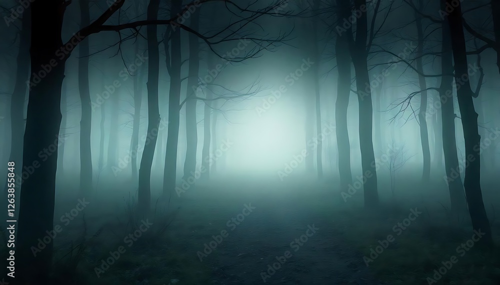 Fototapeta premium Wandering through the misty woodlands foggy forest path nature scene enigmatic environment mysterious journey