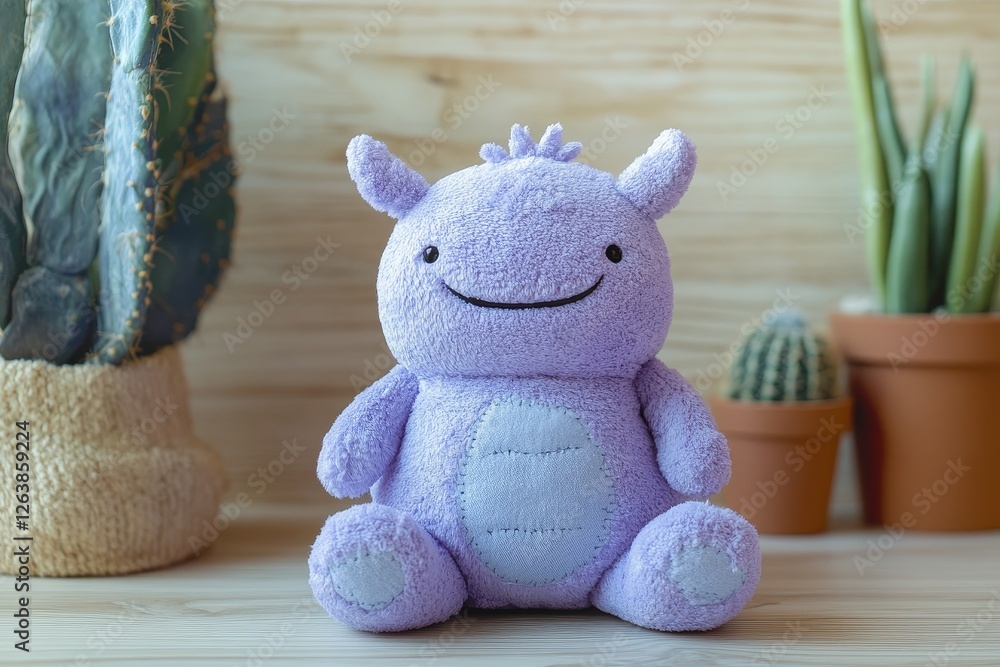 Fototapeta premium The cute and fun 3D animated purple monster figurine