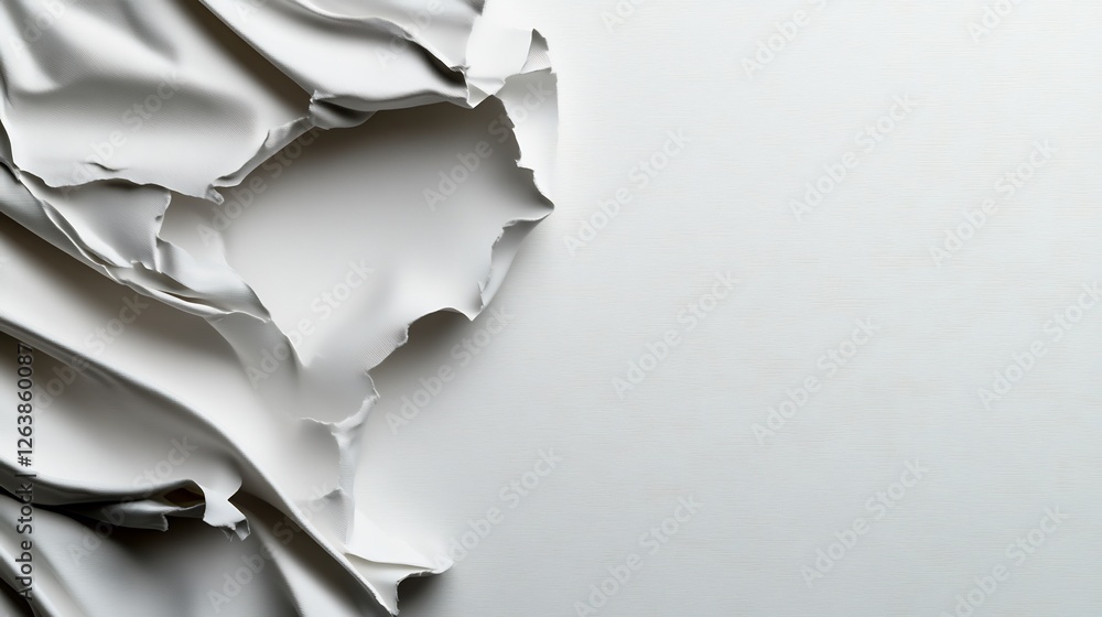 Sculptural White Fabric Drape on Blank Background Sculptural White Fabric Drape on Blank Background