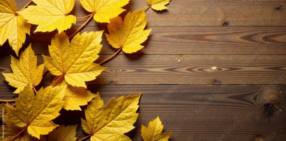 Golden yellow leaf gold foil texture on a natural wood background, texture, gold Golden yellow leaf gold foil texture on a natural wood background, texture, gold