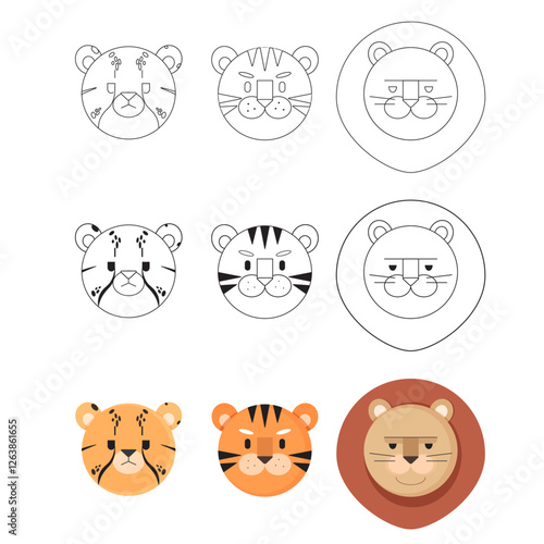 고양이과(치타+호랑이+사자+동물+머리)