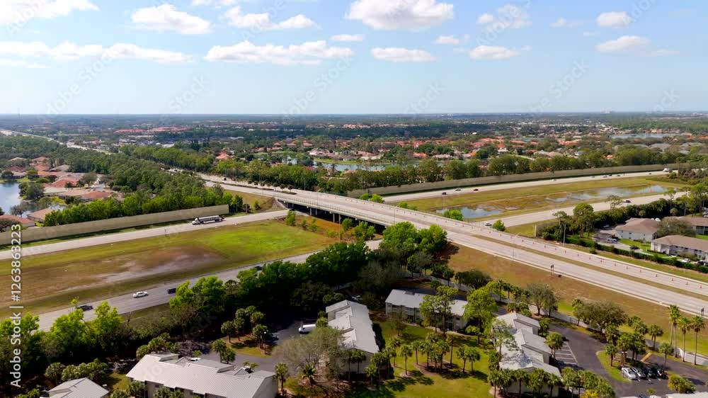 Santa Barbara Boulevard over I75 Naples Florida. 4k aerial drone stock footage Santa Barbara Boulevard over I75 Naples Florida. 4k aerial drone stock footage