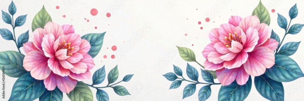 Fototapeta premium Intricate hand-painted hydrangeas and eucalyptus in soft pastel colors , art, illustration