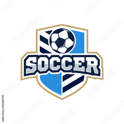 Vintage Modern badge emblem Football soccer sport team club league logo with shield and ball concept icon vector