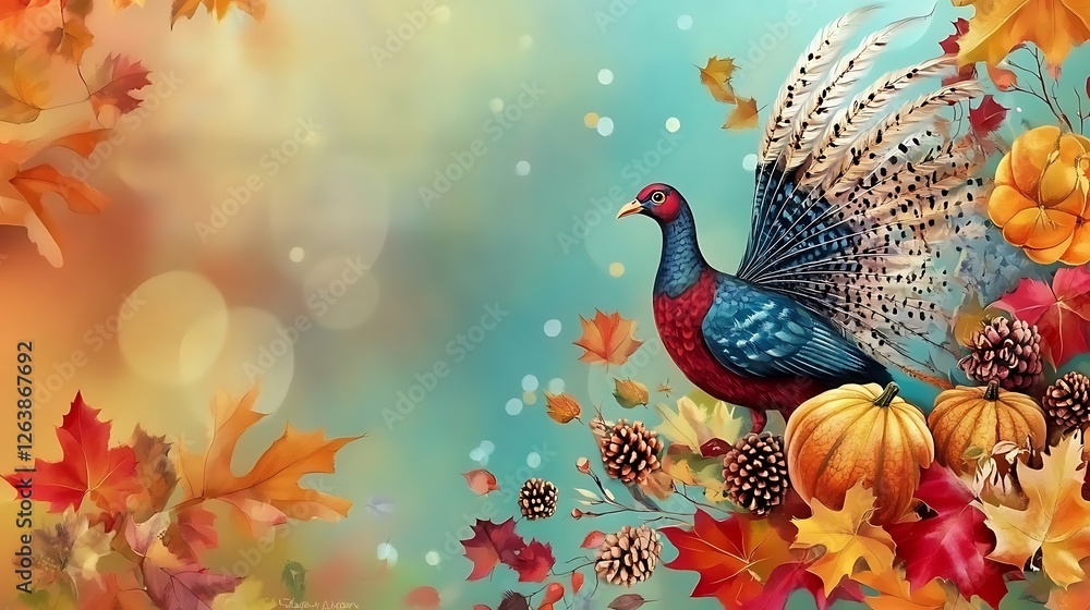 Autumnal Pheasant Digital Painting: Vibrant Fall Colors and Bountiful Harvest AI Generated Autumnal Pheasant Digital Painting: Vibrant Fall Colors and Bountiful Harvest AI Generated
