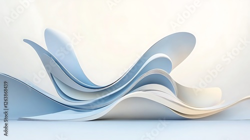 Abstract 3D Render: Flowing Pastel Waves in a Modern Digital Landscape AI Generated