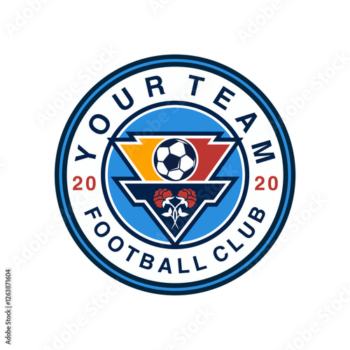 Vintage Modern badge emblem Football soccer sport team club league logo with shield and ball concept icon vector