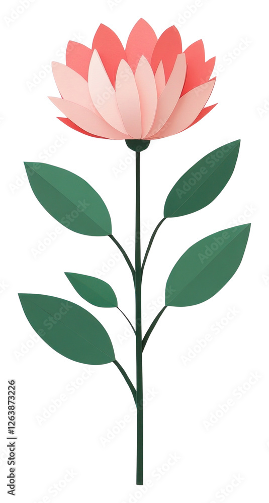 PNG Pink flower illustration leaves paper. PNG Pink flower illustration leaves paper.