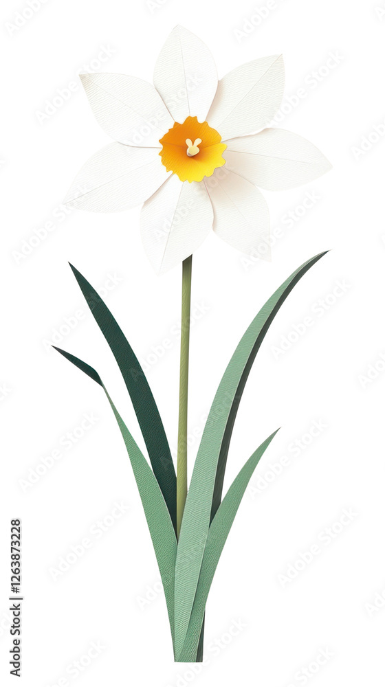 Naklejka premium PNG Narcissus flower daffodil blossom white.