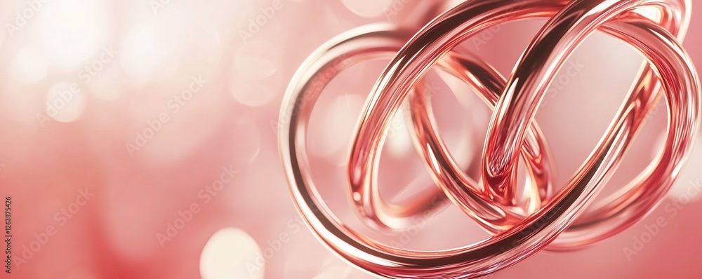 Abstract rose gold intertwined rings on bokeh background. Abstract rose gold intertwined rings on bokeh background.