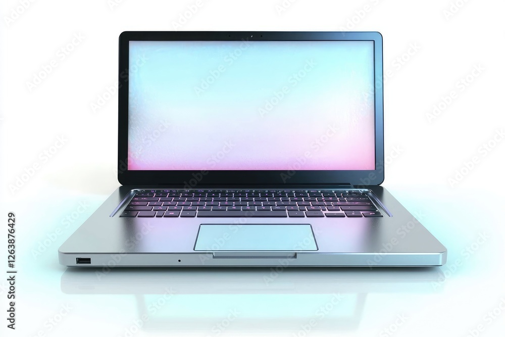 Stylish and Modern Laptop Computer with Blank Screen for Technology and Design Concept in Clean and Minimalistic Style Stylish and Modern Laptop Computer with Blank Screen for Technology and Design Concept in Clean and Minimalistic Style